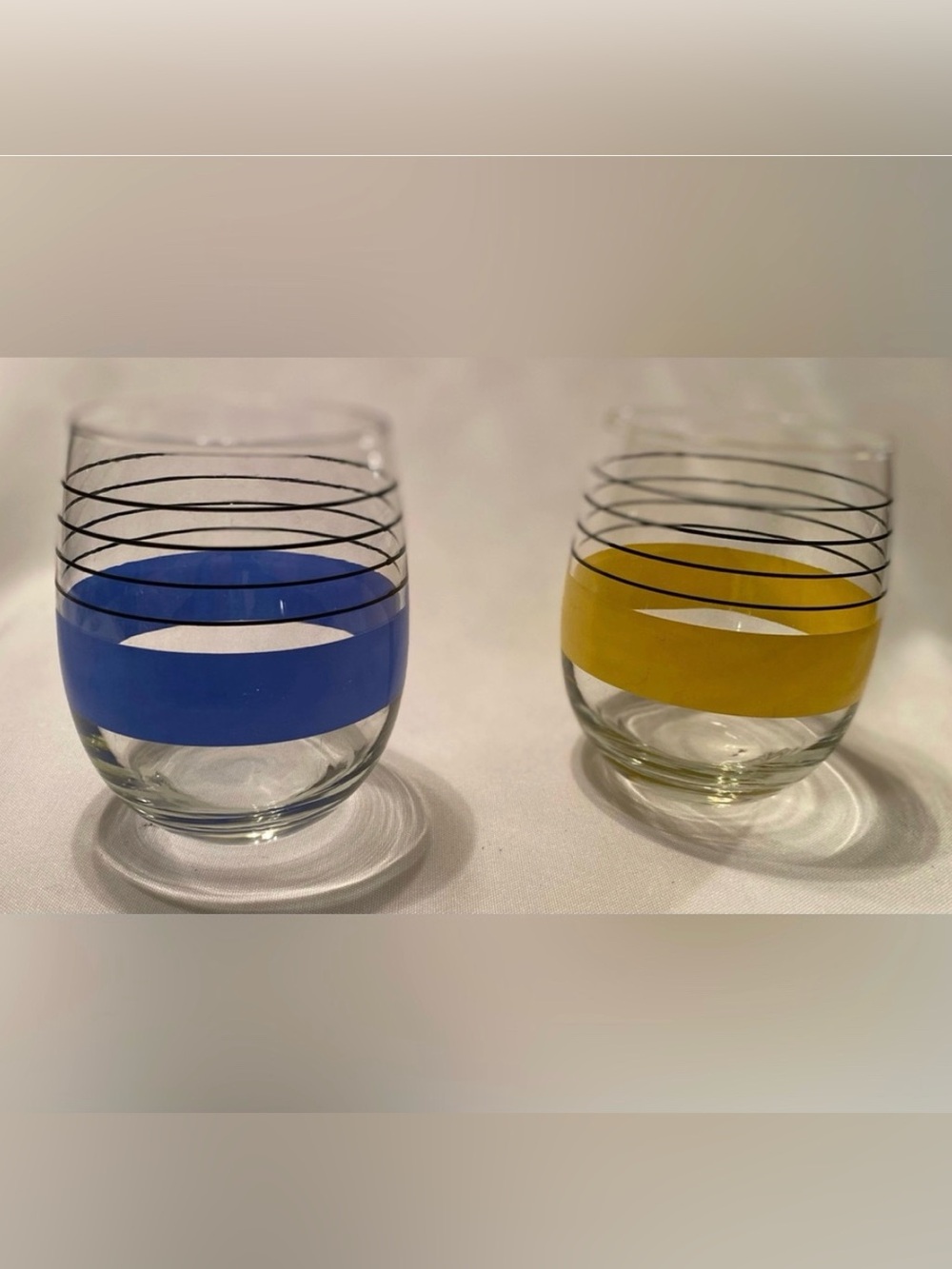 1980’s Libbey Glasses  “Sociables” Roly Poly Glasses Vintage Set of 2